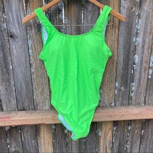 Funny Girl lime green one piece swimsuit size S